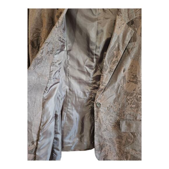 COLDWATER CREEK 14 16 Blazer Jacket Linen Blend Brown Floral 1 Button Lined 42" - Picture 4 of 8